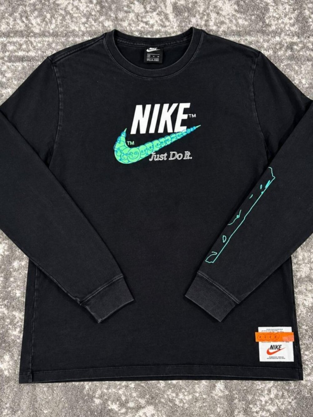 Nike Just Do It Caterpillar Swoosh Black Long Sleeve Shirt